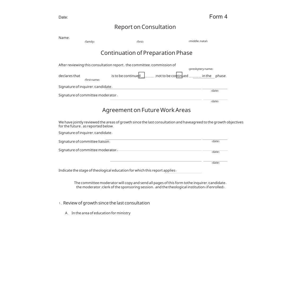 Form 4 Report on Consultation